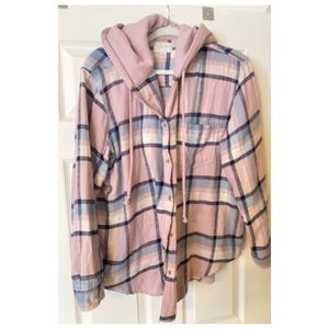 American Eagle oversized hooded flannel, size Large. Good condition!